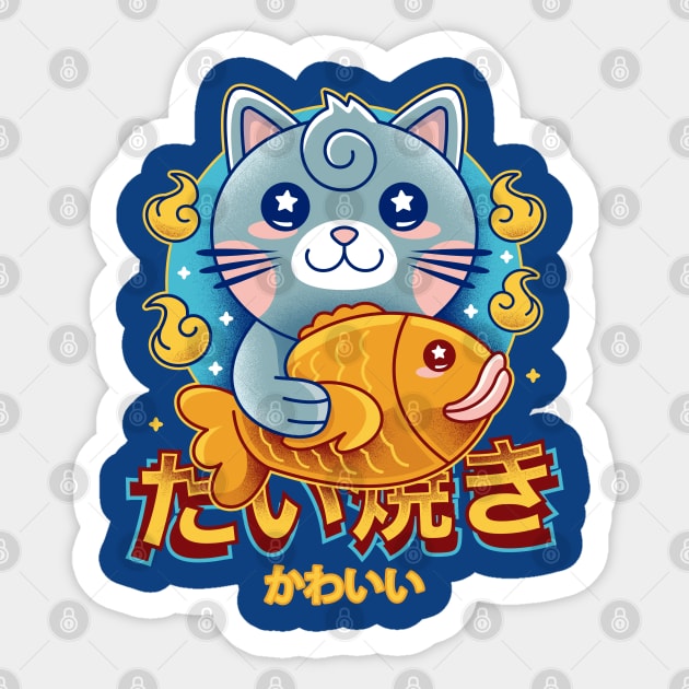 Cat and Taiyaki Kawaii Sticker by Lagelantee